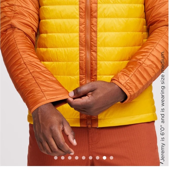 Cotopaxi Men's Large Capa Insulated Hooded Jacket Yellow Orange Mezcal NWT Puff - Picture 10 of 16